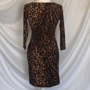 Ralph Lauren Leopard Cheetah Stretch Midi Dress 8P